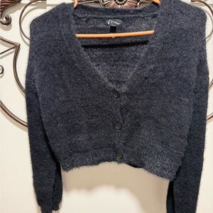 Art Class Black Fuzzy Cardigan